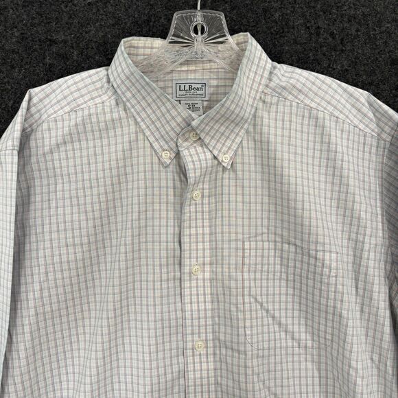 L.L.Bean Pinpoint Shirt Men's 17-33 White Wrinkle Resistant Traditional Fit - Picture 2 of 8